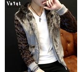Chaqueta de cuero corta para hombre Chaqueta de piel Abrigo de piel no convencional M