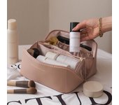 Bolsa de cosméticos de viaje de gran capacidad, bolsa de cosméticos de viaje multifunción, organizador de artículos de tocador para mujer, estuche de almacenamiento para maquillaje, herramienta marrón