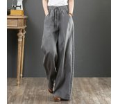 Pantalones rectos largos de pierna ancha de talla grande con cintura elástica para mujer Pantalones sueltos Palazzo XXXL blanco