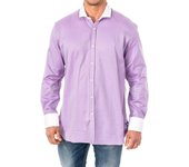 Camisa Manga Larga con cuello de solapa KMCJ02 para Hombre S púrpura