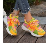Zapatillas de deporte para mujer, nuevas y coloridas, con cordones, zapatillas de tenis para mujer, zapatos de plataforma versátiles y de ocio para mujer, zapatos de mujer 35 negro