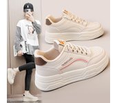 W5520 Zapatos blancos nuevos, zapatos deportivos informales para mujer, zapatos de tabla para primavera y verano, zapatos de estudiante salvajes con elevador de fondo grueso 35