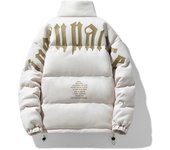 Nueva chaqueta acolchada de algodón para hombre de invierno, chaqueta acolchada de algodón de ante con cuello levantado, moda de alta calidad M blanco