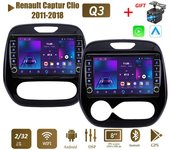 icreative Para Renault Captur Clio 2011-2018 con botón mando Android Radio de coche reproductor Multimedia navegador estéreo GPS 2 Din Carplay 2 + 32GB 1+16GB,A