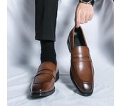 Zapatos de cuero hechos a mano para hombres, zapatos de negocios, zapatos de piel de vaca con puntera descubierta, zapatos casuales de cuero con un solo pie 38