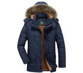 Chaqueta de Invierno para Hombre, Parka Acolchada de algodón Grueso Informal, Abrigo Largo con Capucha, cálido con Abrigo de Piel M