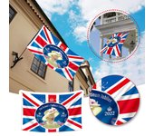 Bandera del Jubileo de platino, decoraciones del Jubileo de 70 años de la Unión Británica 2022, bandera con Su Majestad 2022 One Size