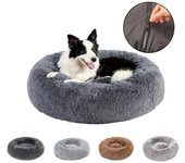 Cama redonda extraíble para mascotas, sofá cama para perros, lavable, extraíble, larga, de lujo, de felpa, para exteriores, grande, para mascotas, gatos, perros, tapete cálido, sofá XS gris oscuro