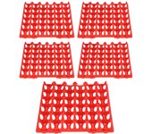 5 hueveras de plástico de 30 celdas para almacenamiento, transporte, hogar y granja. rojo