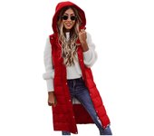 Chaqueta tipo chaleco de algodón de largo medio sin mangas con temperamento de invierno para mujer L rojo