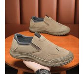 Botas de trabajo impermeables de cuero sin cordones para hombre: zapatos casuales antideslizantes para exteriores Size 41 caqui