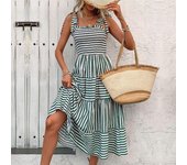 Vestido de tiras Vestidos halter a rayas de vacaciones de verano para mujer S