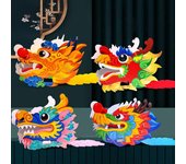 1 Juego de Kit de Material de Cabeza de Dragón de Papel Hecho a Mano 2024 Año del Dragón Festival de Primavera Juguete de Danza del Dragón Niños Manualidades DIY Bolsa de Material Regalo de Vacaciones color rosa