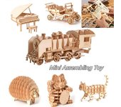 Rompecabezas de animales de coche de madera 3D, kit de artesanía en madera, juguete DIY, modelo de autoensamblaje F