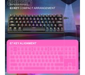 El teclado mecánico ató con alambre el teclado iluminado del juego con la oficina retroiluminada colorida de las llaves de la aduana 63 negro