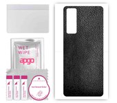 apgo Protective Skin Sticker for the back compatible with Vivo Y51, Wrap Film, Foil, Vinyl - Pattern Black Leather
