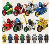 Figuras de acción de películas doradas en miniatura con bloques de construcción de motocicletas, juguetes, modelos de ladrillos, regalos de Navidad para niños
