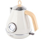 Hervidor eléctrico de 1,7 l con diseño retro de madera y protección contra ebullición en seco para el hogar con control de temperatura L blanco