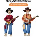 Esqueletos de banjo animados divertidos, decoraciones de esqueleto de terror realistas para accesorios de fiesta navideña Lighted rojo