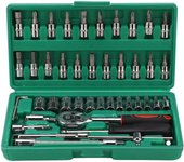 Juego de 46 puntas de vaso para reparación de automóviles, kit de herramientas universal, caja de acero al carbono, hardware