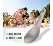Cuchara de titanio con mango corto Lixada, cuchara ultraligera para niños y bebés al aire libre Spoon