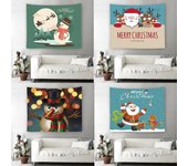 Tela colgante transfronteriza Comercio exterior Amazon Navidad muñeco de nieve árbol de Navidad tapiz impreso 100x75cm