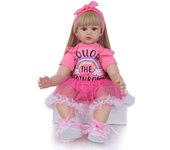 Muñecas de bebé Reborn de 24 pulgadas, cuerpo de tela, niña princesa, muñecas de bebé de aspecto Real, pelo largo Boneca Reborn para chico, regalo de cumpleaños y Navidad marrón