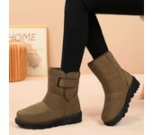 Botas de nieve cálidas de invierno para mujer, botines impermeables antideslizantes de media pantorrilla con forro de piel sintética, botas cómodas para caminar al aire libre para mujer 35