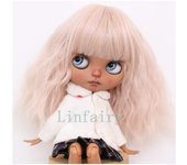 Peluca larga de muñeca Linfairy de 69 pulgadas con rizos, 9-10 pulgadas (Rosa claro) rosa claro