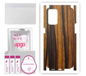 apgo Protective Skin Sticker for the back+sides compatible with Oppo Reno 6 5G, Full Wrap Film, Foil, Vinyl - Pattern Tigerwood