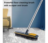 Cepillo telescópico para fregar pisos con mango largo, 2 en 1, cerdas rígidas para ducha blanco