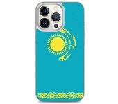 Coque iPhone - Kazajstán - Drapeau officiel - Souple - Multicolore - Compatible iPhone 13 Pro