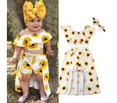 Verano 3 uds bebé niño niña girasol Crop Tops pantalones cortos vestido princesa trajes ropa para niños 1-2 Years