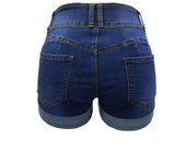 Pantalones cortos casuales ajustados con puños rotos para mujer S azul