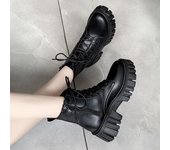 Botas de tacón alto de 5Cm para mujer, botas con plataforma de cuñas gruesas, botines con cordones para invierno, botines para mujer, zapatos góticos bonitos de Lolita 37