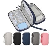 Bolsas de almacenamiento de cables de datos, organizador portátil de auriculares, estuche de transporte para dispositivos digitales, bolsa de protección de disco duro USB Digital de doble capa gris oscuro