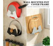 Soporte multifuncional para tapa de sartén montado en la pared, soporte para cubierta de sartén, soporte para tabla de cortar, organizador de cocina, accesorios de herramientas negro
