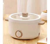 Mini olla arrocera eléctrica multifuncional, olla eléctrica para hervir, olla caliente eléctrica para dormitorio familiar, olla arrocera eléctrica para 1-2 personas wood grain is white