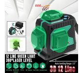 IP-54 12 líneas 4000mAh 3D nivel láser verde herramienta de construcción cruzada Horizontal y Vertical herramientas de medición