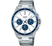 Casio Reloj analógico estándar de cuarzo con esfera blanca y baño de iones de acero inoxidable MTP-1374D-7A2V para hombre blanco