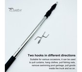 Poste de captura telescópico de acero inoxidable con gancho de recogida, extractor de cortina, secador de ropa, extractor de red de pesca, agarrador de carga portátil para camión para el hogar 150 - mm plata