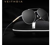 VEITHDIA marca de moda Unisex diseñador de aluminio hombres gafas de sol polarizadas espejo gafas 6696 gris negro