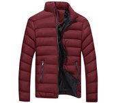 Chaqueta de plumón corta, holgada, cálida, sin capucha y con cremallera, para otoño e invierno, para hombre M