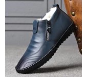 Zapatos de cuero genuino para hombre, Botas de piel de invierno, fondo suave, antideslizantes, cálidos, de lujo, a la moda, para mantener el calor 38 negro