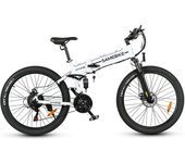 Bicicleta eléctrica SAMEBIKE LO26-II con motor de 900 W, 48 V, 14 Ah, neumáticos de 26 pulgadas, llanta de radios, freno hidráulico, plegable, para adultos. blanco
