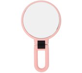 Espejo de maquillaje portátil plegable de doble cara con aumento de 15X para el baño del hogar.