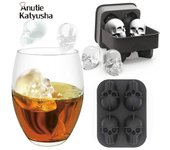 Molde para cubitos de hielo con cabeza de calavera 3D, bandeja para whisky y vino con forma de calavera para Halloween, suministros para fiestas y Bar 1Pc(4 Grids)