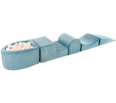 Parque de juegos de espuma con piscina de bolas pequeña MeowBaby® Zona de juegos para niños, 250x45x30 cm, Pana, Turquesa 250x45x30 cm