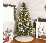 Falda de árbol de Navidad de punto con cuerda trenzada, decoración para árbol de Navidad para las fiestas S beige