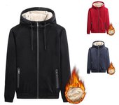 Chaqueta tipo cárdigan con capucha de otoño e invierno, además de chaqueta cálida acolchada de terciopelo, chaqueta de hombre de talla grande L